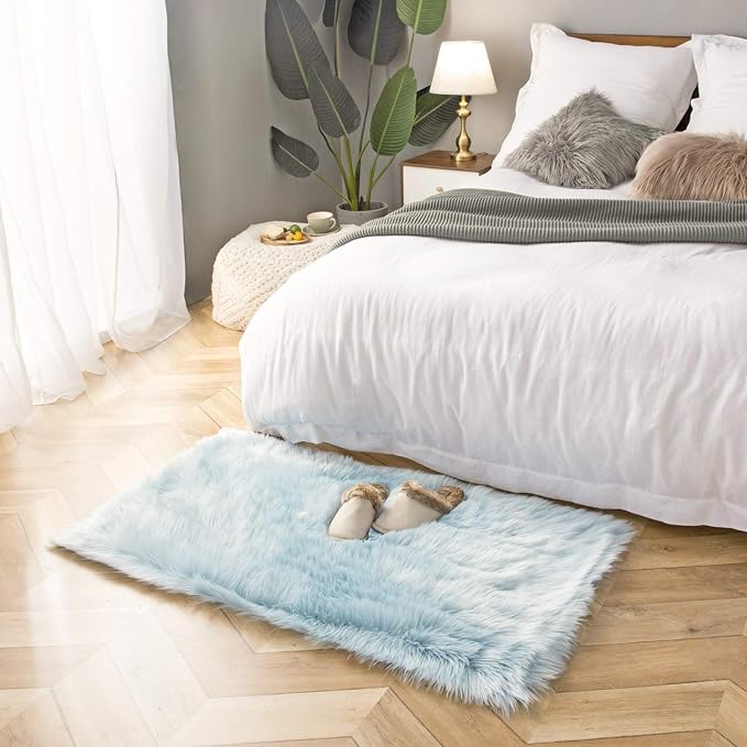 Ashler faux fur rug, Fluffy Shaggy Area Rug Ultra Soft 2.2 x 4 Feet Rectangle - Image 2