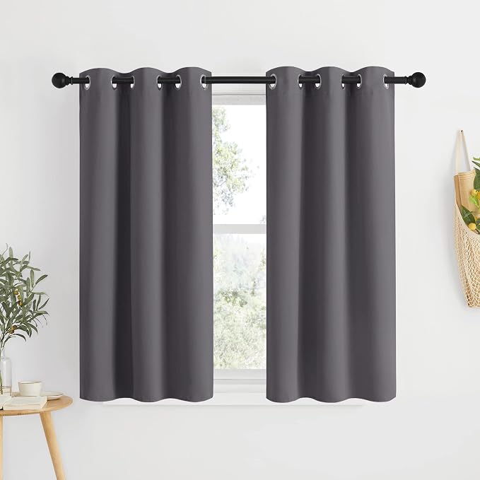 NICETOWN Grey Blackout Curtain Panels 48 inch Long Set of 2 by NICETOWN
