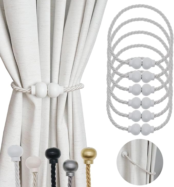 6 Pack Magnetic Curtain Tiebacks Modern Handmade Rope Curtain Tie Backs by HIASTRA
