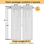 Lecloud Leia Jacquard Textured Navy Blue Sheer Curtains 96 Inches Long 2 Panels - Image 5