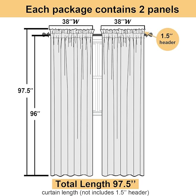 Lecloud Leia Jacquard Black Sheer Curtains 96 Inches Long 2 Panels, Balance - Image 5