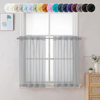 Chyhomenyc Light Grey Sheer Curtains 36 inch Length 2 Panels, Light Filtering by Chyhomenyc