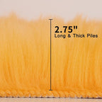 duduta Yellow Faux Sheepskin Round Rug 4x4 ft, Fluffy Shag Fur Bedroom Nursery - Image 2