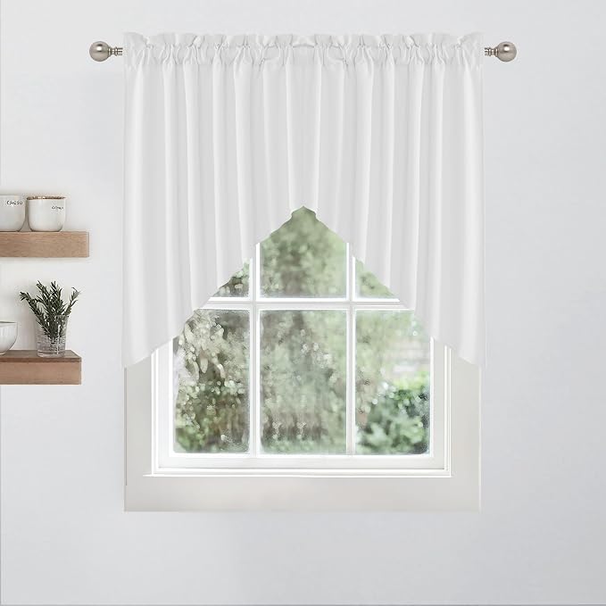 RYB HOME 2 Panels Valance for Windows Thick Faux Linen Blended Light Filtering - Image 6