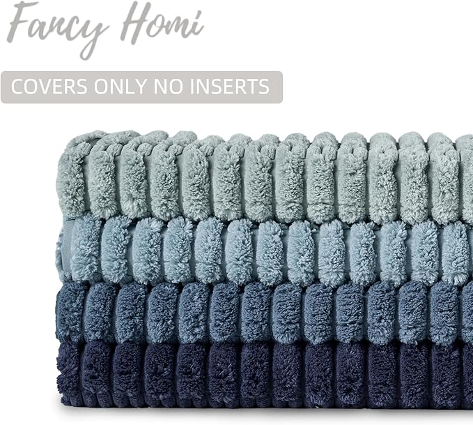 Fancy Homi Set of 4 Blue Lumbar Rectangle Decorative Throw Pillow Covers 14x24 - Image 4