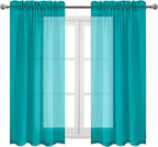 DWCN Turquoise Sheer Curtains Semi Transparent Voile Rod Pocket Curtains - Image 9