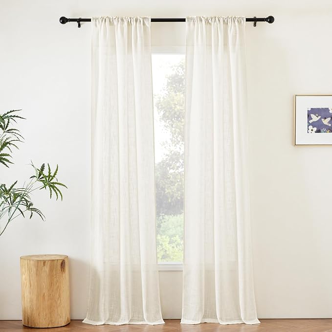 NICETOW Faux Linen Living Room Curtains 96 inch Length, Rod Pocket & Back Tab - Image 3