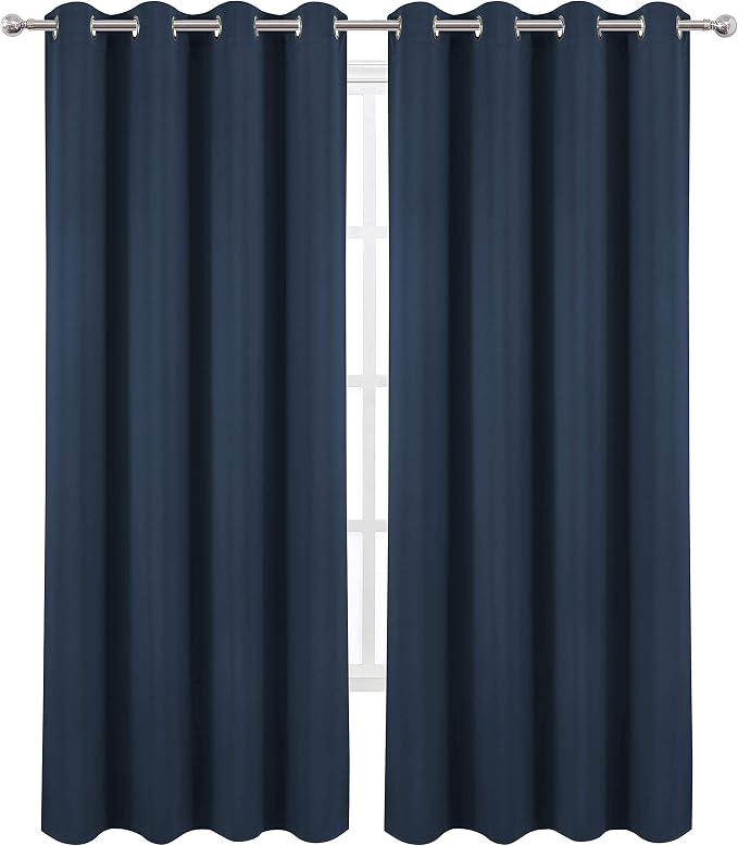 LEMOMO Navy Blue Blackout Curtains 52 x 84 inch/Set of 2 Curtain Panels Room - Image 2