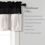 Lush Decor Linen Button Farmhouse Valance Curtians 52"W x 18"L Black & White - Image 6