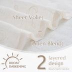 jinchan Linen Valance for Window Embroidered Farmhouse Light Filtering Voile - Image 4