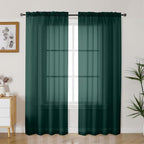 Gwine Hunter Green Sheer Curtains 72 Inches Long 2 Panels Set by Gwine