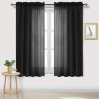 DWCN Black Sheer Curtains Semi Transparent Voile Rod Pocket Curtains by DWCN