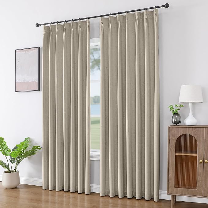Joydeco Pinch Pleated Linen Curtains - Image 4