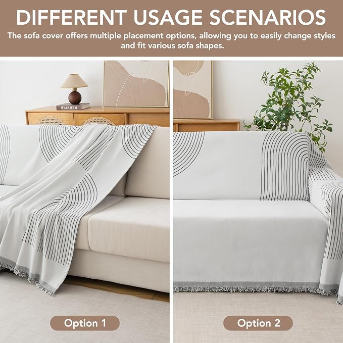 Couch Cover for Dogs, Boho Sofa Covers for 3 Cushion Couch, Chenille Sofa - Image 5