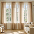 MIULEE Brown Sheer Curtains 63 Inches Long, 4 Panels Set, Rod Pocket Voile by MIULEE