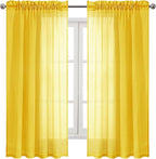 DWCN Yellow Sheer Curtains Semi Transparent Voile Rod Pocket Curtains - Image 9