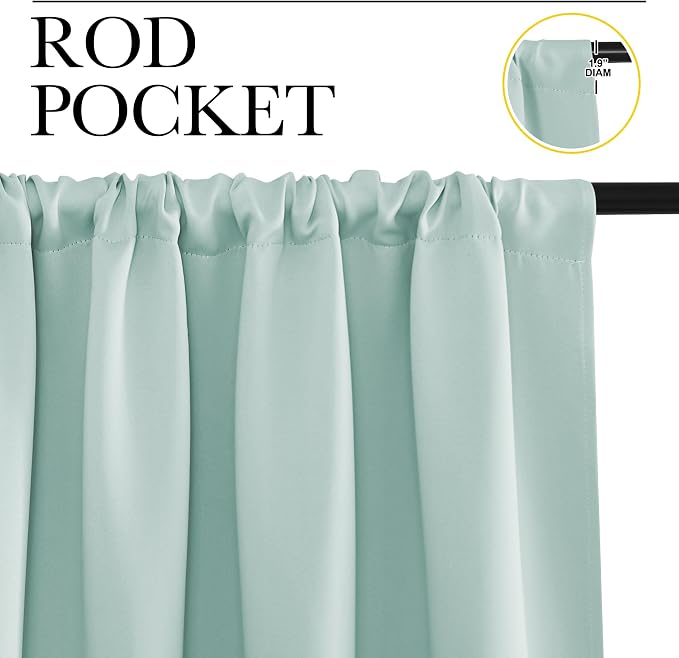 NICETOWN Blackout Curtains for Living Curtains, Aqua Blue, 2 Panels, 42 by 72 - Image 2