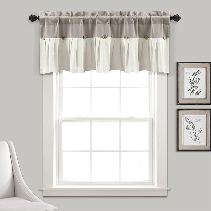 Lush Decor Linen Button Farmhouse Valance Curtians 52"W x 18"L Linen - Image 6