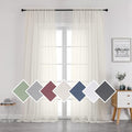 OVZME Sheer Ivory Curtains Light Filtering Window Drapes by OVZME