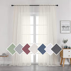 OVZME Sheer Ivory Curtains Light Filtering Window Drapes by OVZME