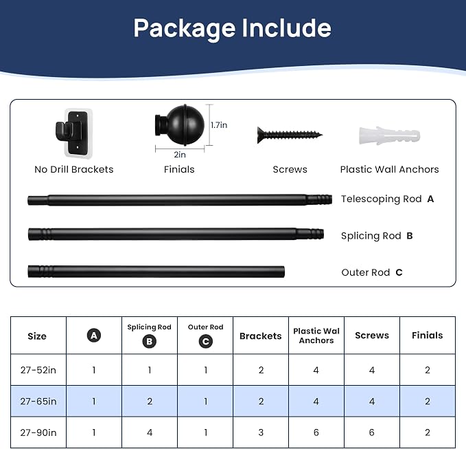 ENJOYBASICS 2 Pack No Drill Curtain Rods - Image 6