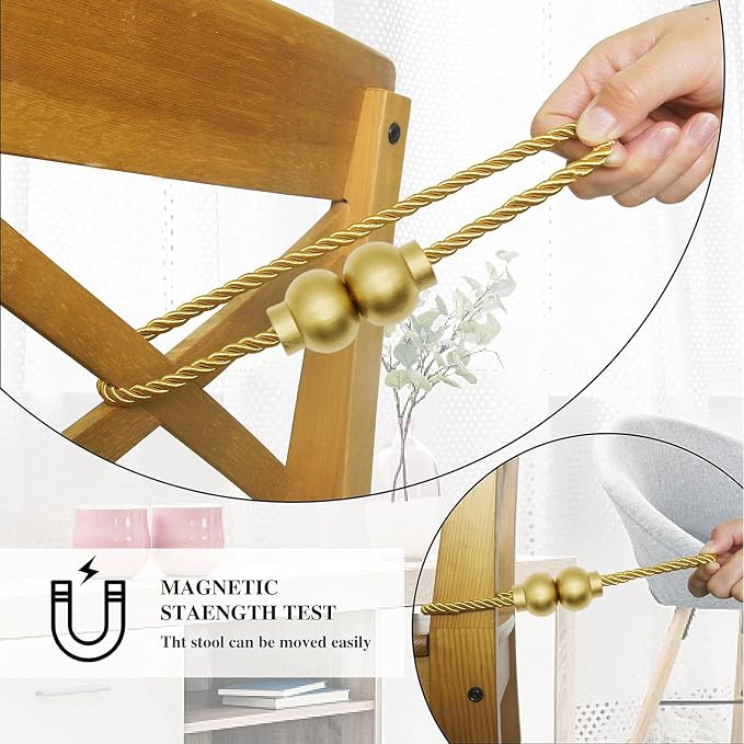 2 Pack Magnetic Curtain Tiebacks Modern Handmade Rope Curtain Tie Backs - Image 5