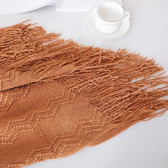 BOURINA Almond Throw Blanket 60x80 Inches Throw Textured Solid Soft Sofa Throw - Image 3