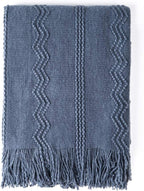 BOURINA Navy Throw Blanket 60x80 Inches Throw Textured Solid Soft Sofa Throw by BOURINA