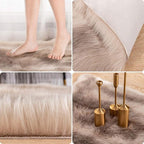 Carvapet 3x3ft Brown Faux Fur Area Rug Irregular Shaped Rug Soft Fluffy - Image 3