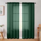 Hunter Green Sheer Curtain for Bedroom Living Room 78 Inches Long 2 Panels Set by WelvetBLK