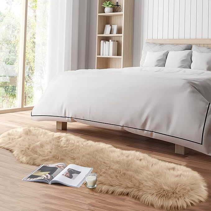 Faux Fur Rug for Bedroom, Fluffy Runner Rugs Soft Sheepskin Rug Sofa Couch Seat - Image 3