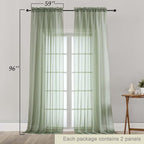 Sage Green Sheer Curtains for Bedroom Living Room 96 Inches Long 2 Panels - Image 5