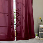 Burgundy Sheer Curtain for Bedroom Living Room 78 Inches Long 2 Panels Set - Image 8