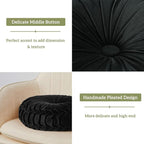 HIG Set of 2 Decorative Round Pleated Throw Pillows, Classy Accent Pumpkin - Image 3