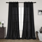 Black Linen Curtains 102 Inches Long by Nanspring