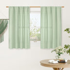 LAMIT 48 Inch Length Linen Curtains 2 Panels, Light Green Soft Faux Linen Light by LAMIT