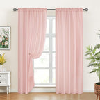 HOMEIDEAS Non-See-Through Blush Pink Privacy Sheer Curtains, 52 X 96 Inches by HOMEIDEAS