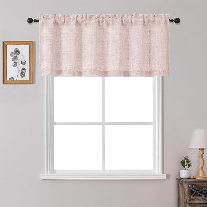 OWENIE Blush Pink Valances for Windows 1 Pcs 20 Inch Length, Light Filtering by OWENIE