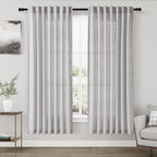 Nanspring Grey Linen Semi Sheer Curtains 72 Inches Long 2 Panels Set by Nanspring