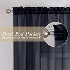 Lecloud Black Sheer Curtains 90 Inches Long 2 Panels Set, Privacy Voile Light - Image 6