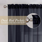 Lecloud Black Sheer Curtains 90 Inches Long 2 Panels, Light Filtering Privacy - Image 4