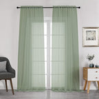 Chyhomenyc Sage Green Sheer Curtains 108 Inches Long by Chyhomenyc