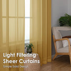 OVZME Gold Sheer Curtains 96 Inches Long 2 Panels - Image 6