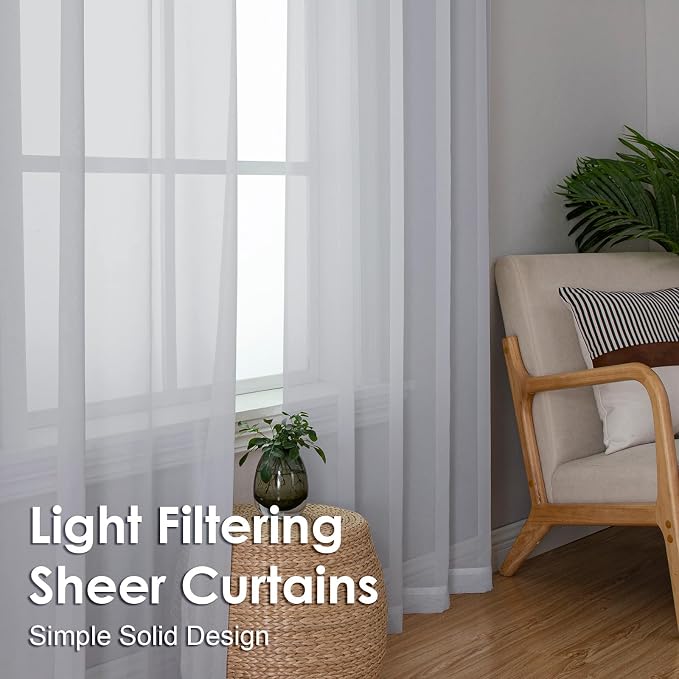 OVZME Light Grey Sheer Curtains 72 Inches Long 2 Panels - Image 6