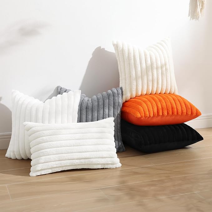 decorUhome Cozy Faux Fur Throw Pillow Covers 16x16 Set of 2 Decorative Soft - Image 7