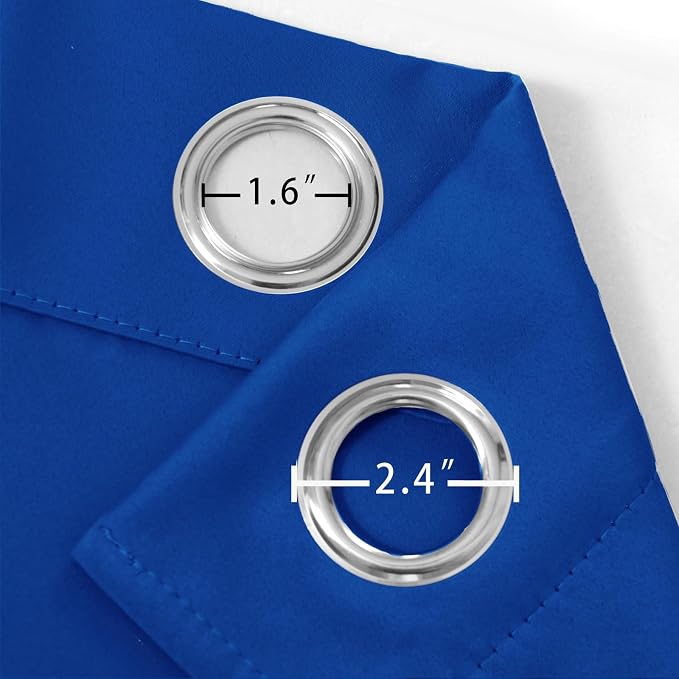 LEMOMO Blackout Curtains 52 x 90 Inch Long Royal Blue Curtains Set of 2 Panels - Image 5