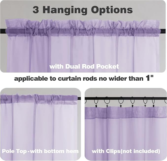 Chyhomenyc Lilac Sheer Curtains 108 Inches Long - Image 5