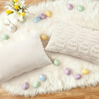 decorUhome Easter Cream White Egg Pillow Covers 12x20 Inch Set of 2, Soft Plush - Image 4