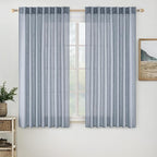 MIULEE Chambray Blue Linen Curtains 54 Inch Length 2 Panels by MIULEE