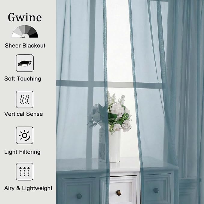 Gwine Short Kitchen Sheer Curtains 24 Inch Length - Image 4